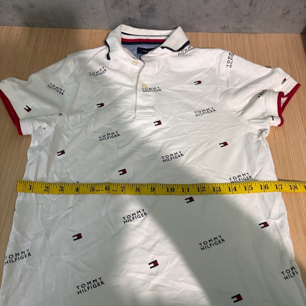 Tommy Hilfiger Shirt Mens XS Short Sleeve Polo All Over Print Y2K Preppy - Picture 4 of 7